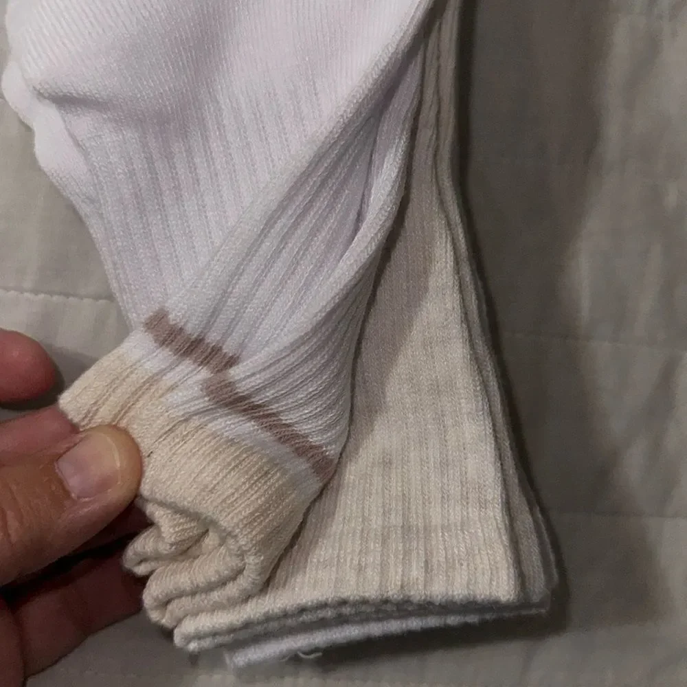 Lucky Brand Ladies 5 pk White Cream Tan Shortie Crew Socks